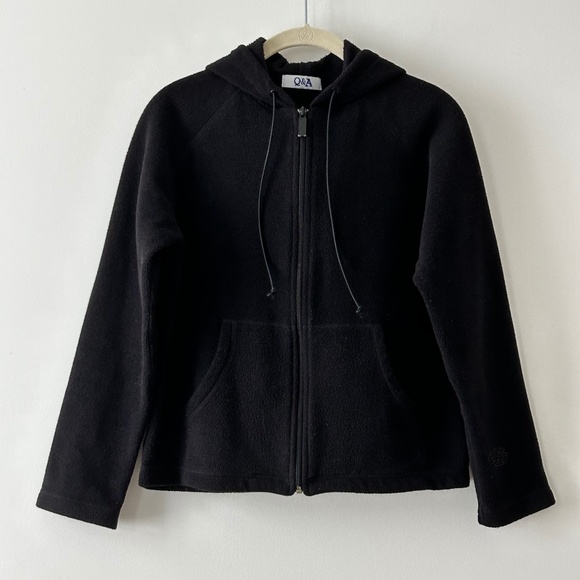 Q&A Black Fleece Hooded Zip Up Jacket - Picture 1 of 16